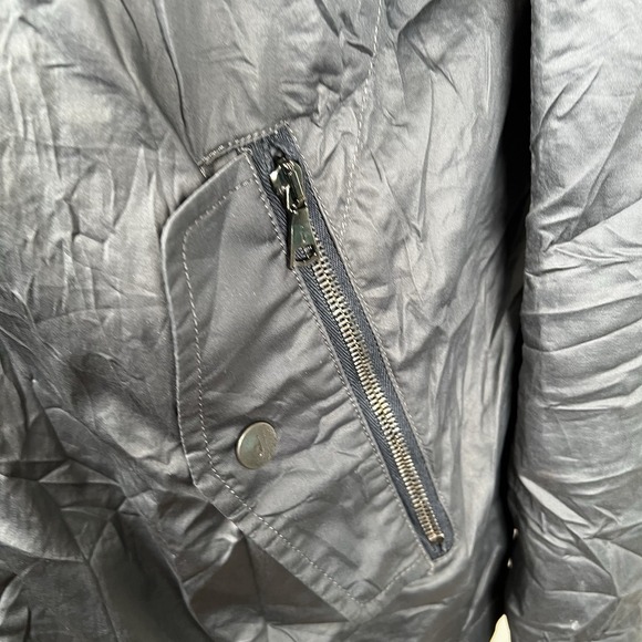 John Varvatos Waxed Cotton Shell Rain Jacket Blue Men's 52 Zip Up Hooded - Picture 4 of 12